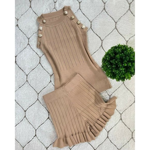 DAIMARAN Paris Women's Suit Matching Set Khaki Tank Top + Short S - Picture 2 of 6